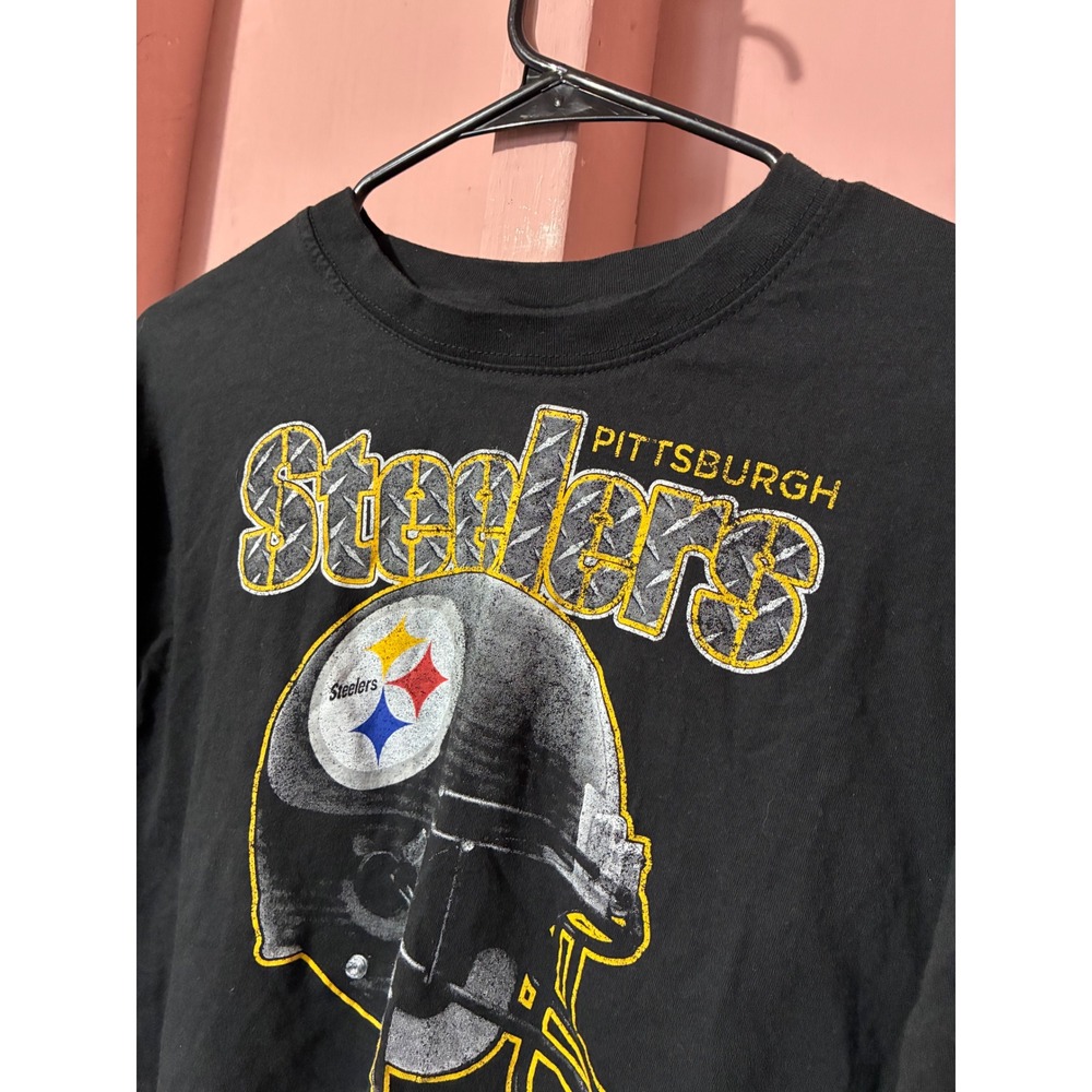 Pittsburgh Steelers Long Sleeve Cropped Graphic Tee Black NFL Football Top